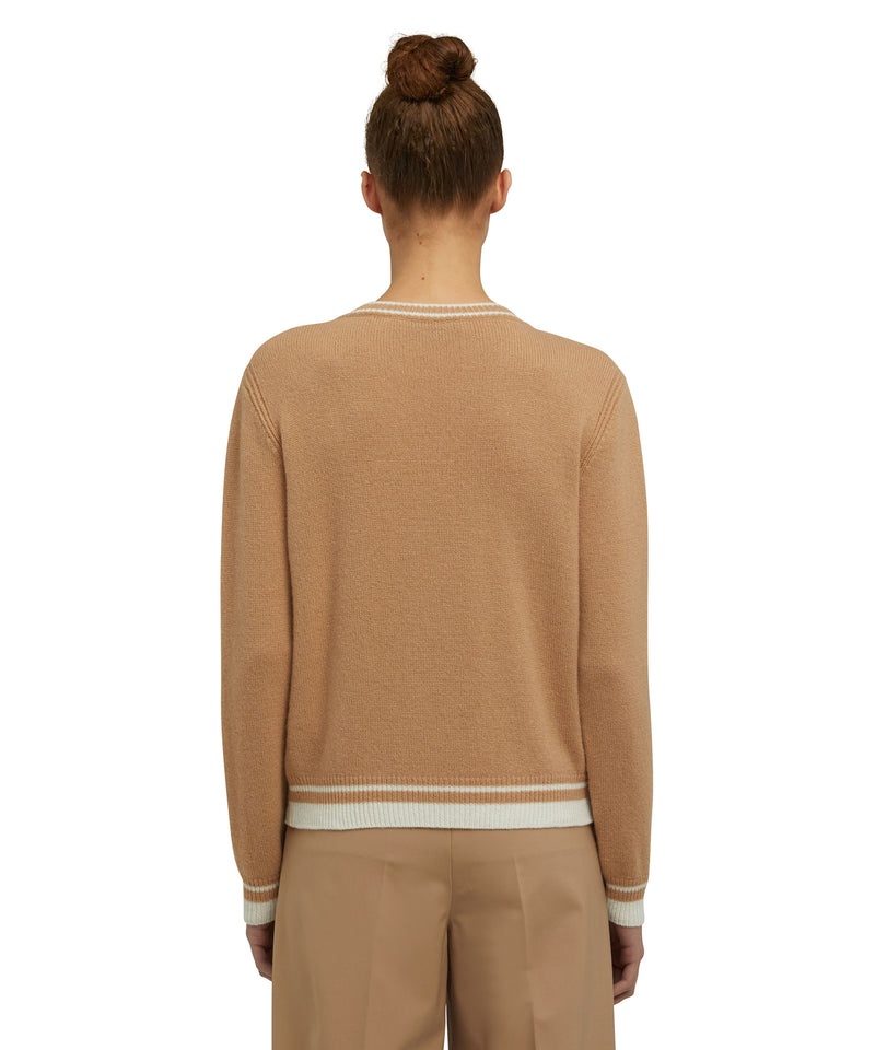 Beige MSGM Msgm Signature Cashemre Blend Sweater | USA_MSGM65391