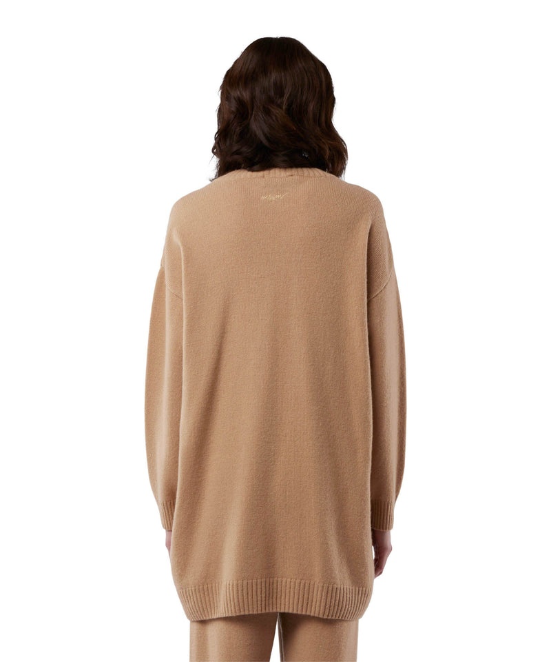 Beige MSGM Plain Cashmere Jumper With V-neck | USA_MSGM10523