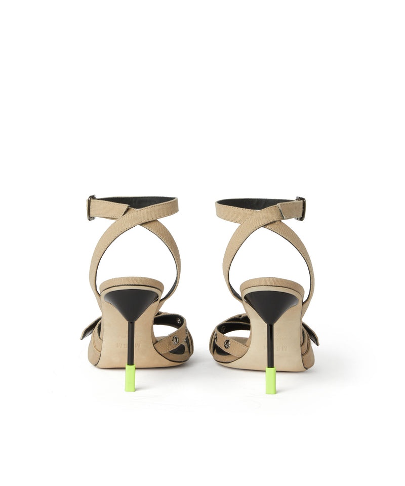 Beige MSGM Sandal With Iconic Msgm Heel With Buckle And Eyelets | USA_MSGM43593