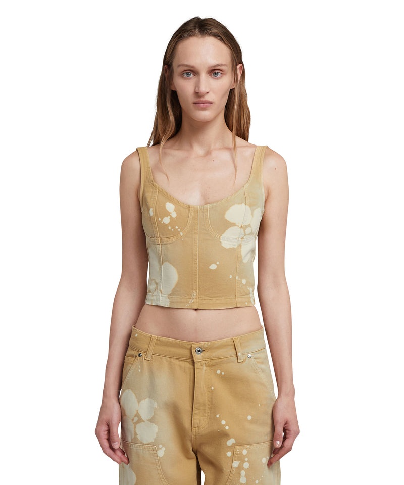 Beige MSGM Sleeveless Top With Tie-dye Daisies | USA_MSGM60968