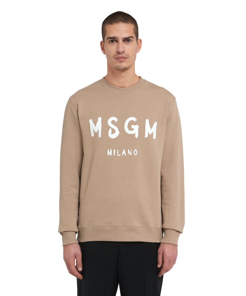 Beige MSGM Sweatshirt With Brushstroke Logo | USA_MSGM27029