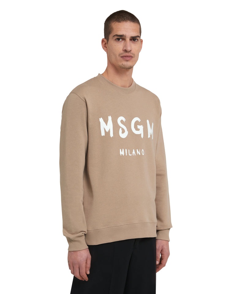 Beige MSGM Sweatshirt With Brushstroke Logo | USA_MSGM27029