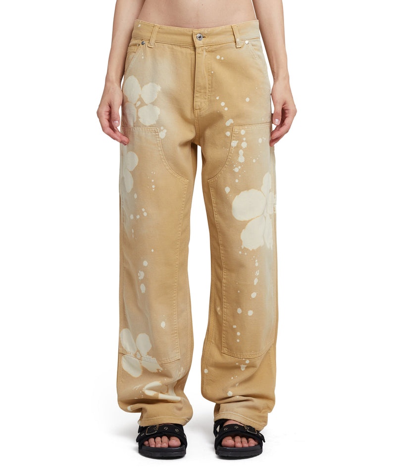 Beige MSGM Workwear Pants With Tie-dye Daisies | USA_MSGM27649