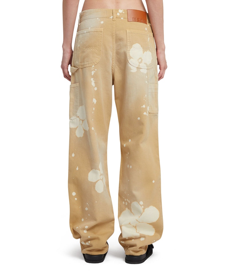 Beige MSGM Workwear Pants With Tie-dye Daisies | USA_MSGM27649