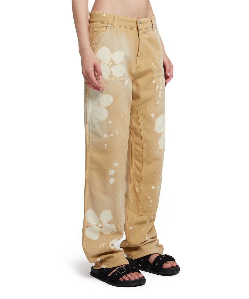 Beige MSGM Workwear Pants With Tie-dye Daisies | USA_MSGM27649