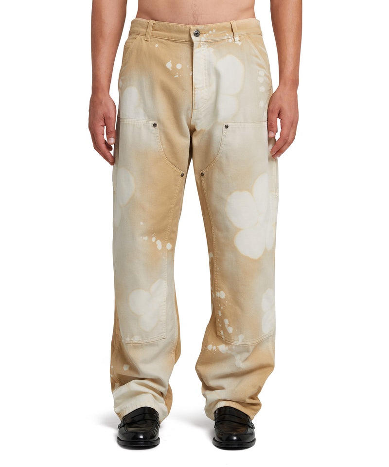 Beige MSGM Workwear Pants With Tie-dye Daisies | USA_MSGM95502