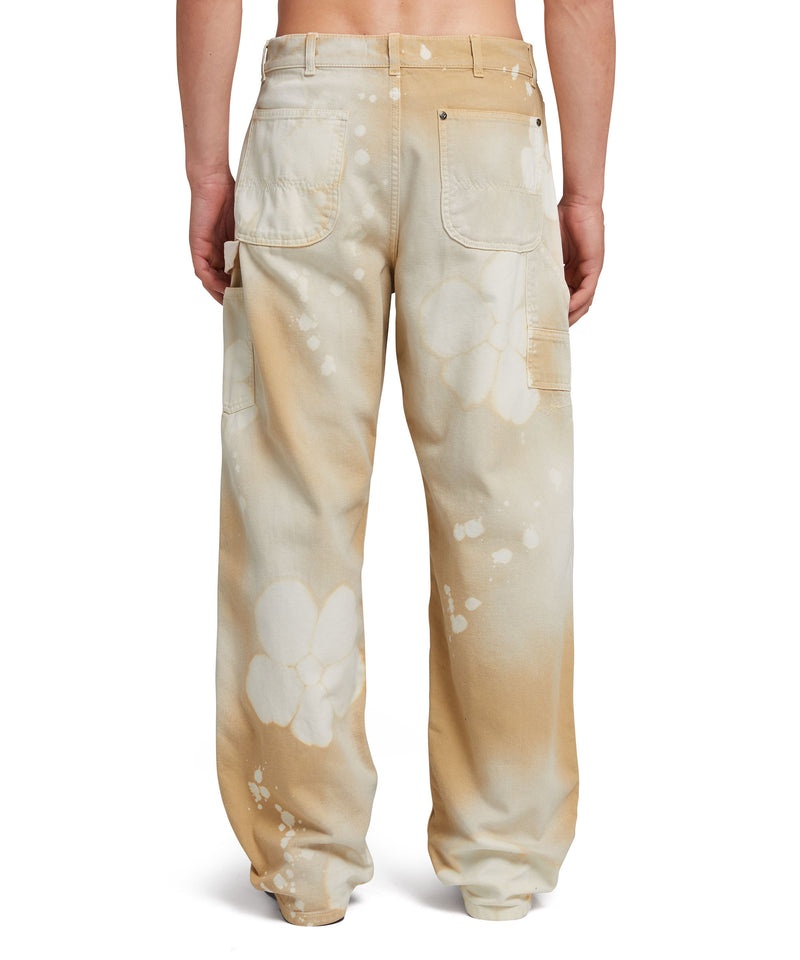 Beige MSGM Workwear Pants With Tie-dye Daisies | USA_MSGM95502