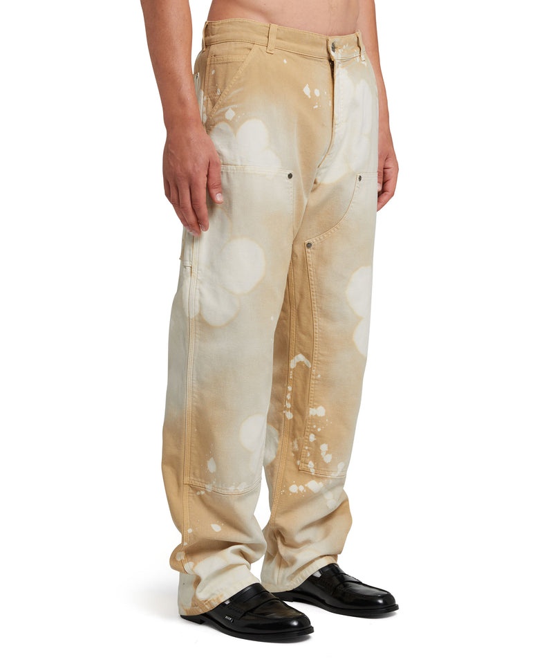 Beige MSGM Workwear Pants With Tie-dye Daisies | USA_MSGM95502