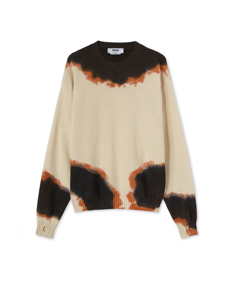 Beige / Black MSGM Cotton Shirt With Tie-dye Treatment | USA_MSGM21794