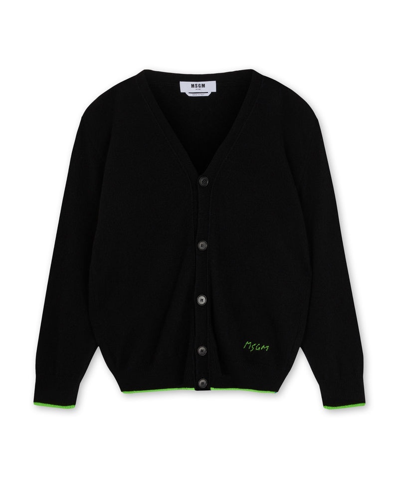 Black MSGM Cardigan In Virgin Wool And Cashmere | USA_MSGM74851