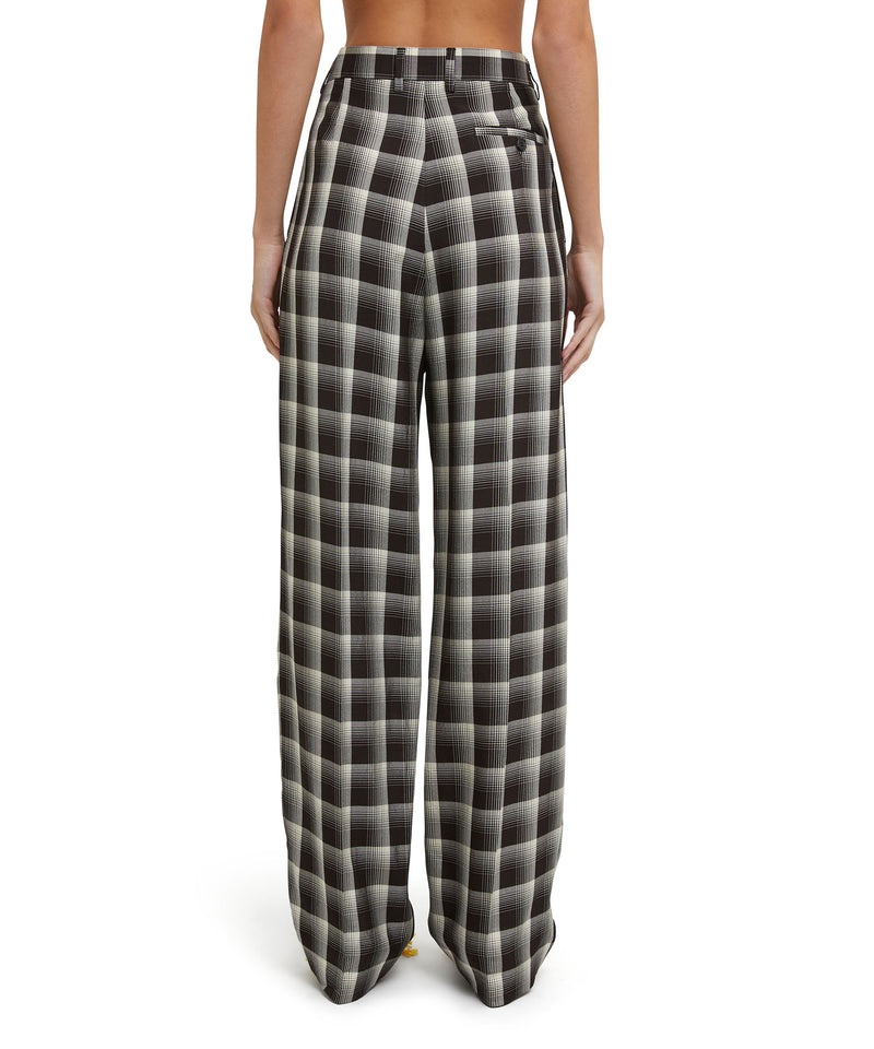 Black MSGM Check Viscose Crepe Pleated Pants | USA_MSGM30540