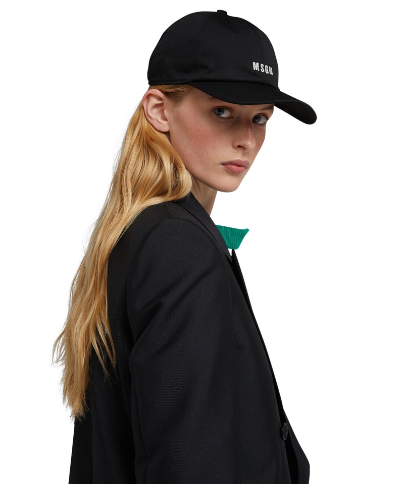 Black MSGM Cotton Baseball Cap With Embroidered Micro Logo | USA_MSGM11101