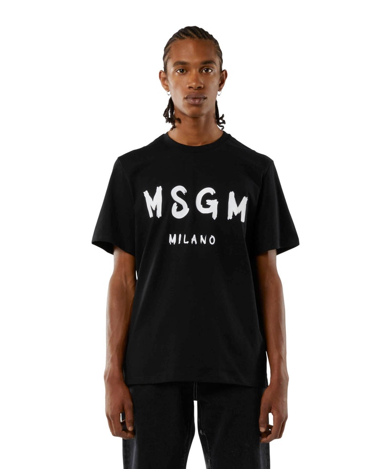 Black MSGM Cotton Brushed Logo | USA_MSGM18547