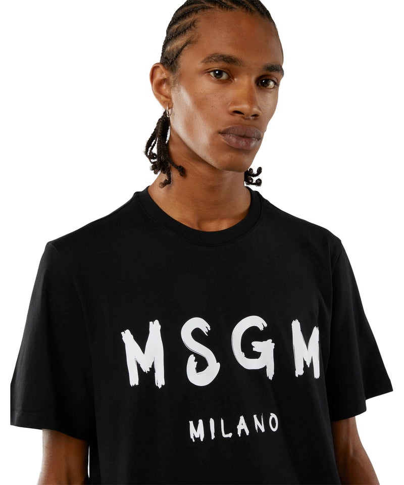 Black MSGM Cotton Brushed Logo | USA_MSGM18547