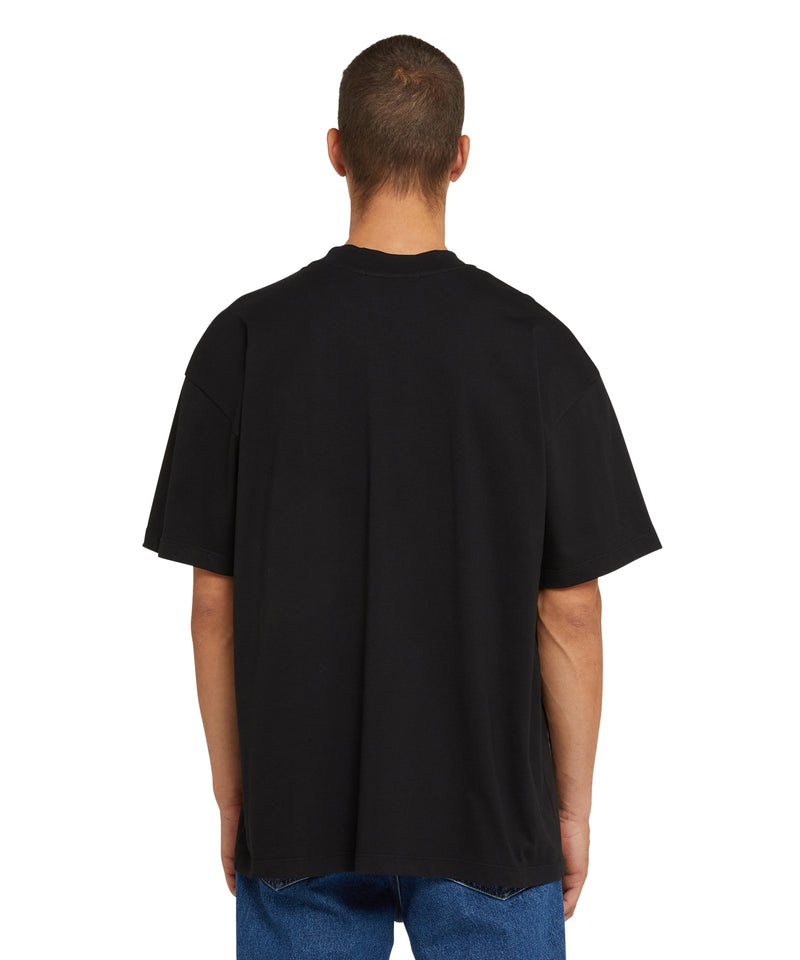 Black MSGM Cotton Crew Neck Cotton Msgm Logo | USA_MSGM31992