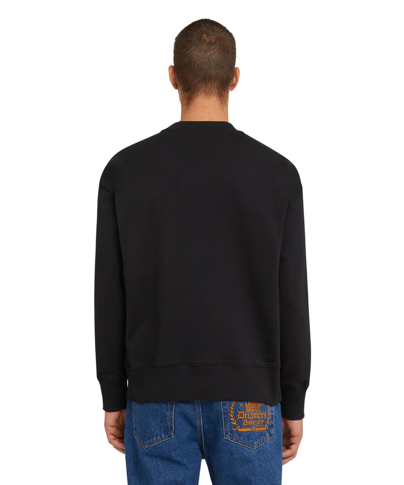 Black MSGM Cotton Crewneck Sweater Wth Msgm Brushstroke Logo Positioned At The Neck | USA_MSGM19925