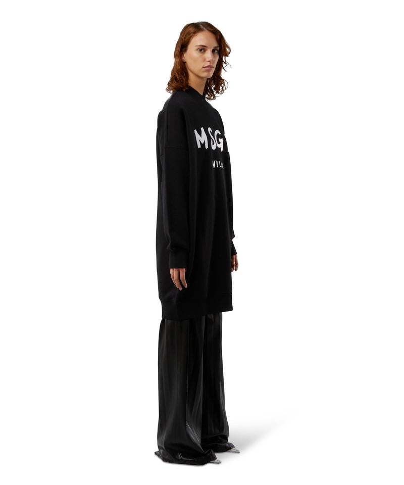 Black MSGM Cotton Dress With Brushed Logo | USA_MSGM26071