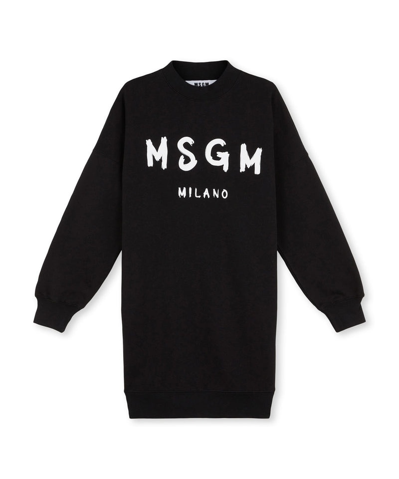 Black MSGM Cotton Dress With Brushed Logo | USA_MSGM26071