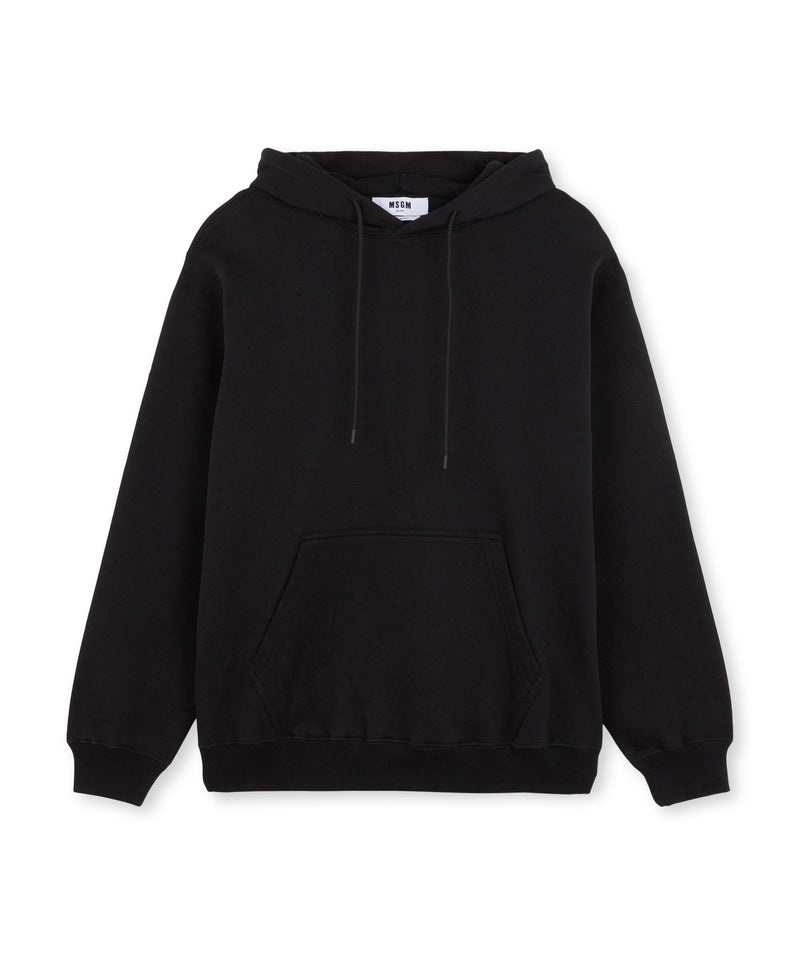 Black MSGM Cotton Sweatshirt With A Maxi Logo On The Hood | USA_MSGM71884