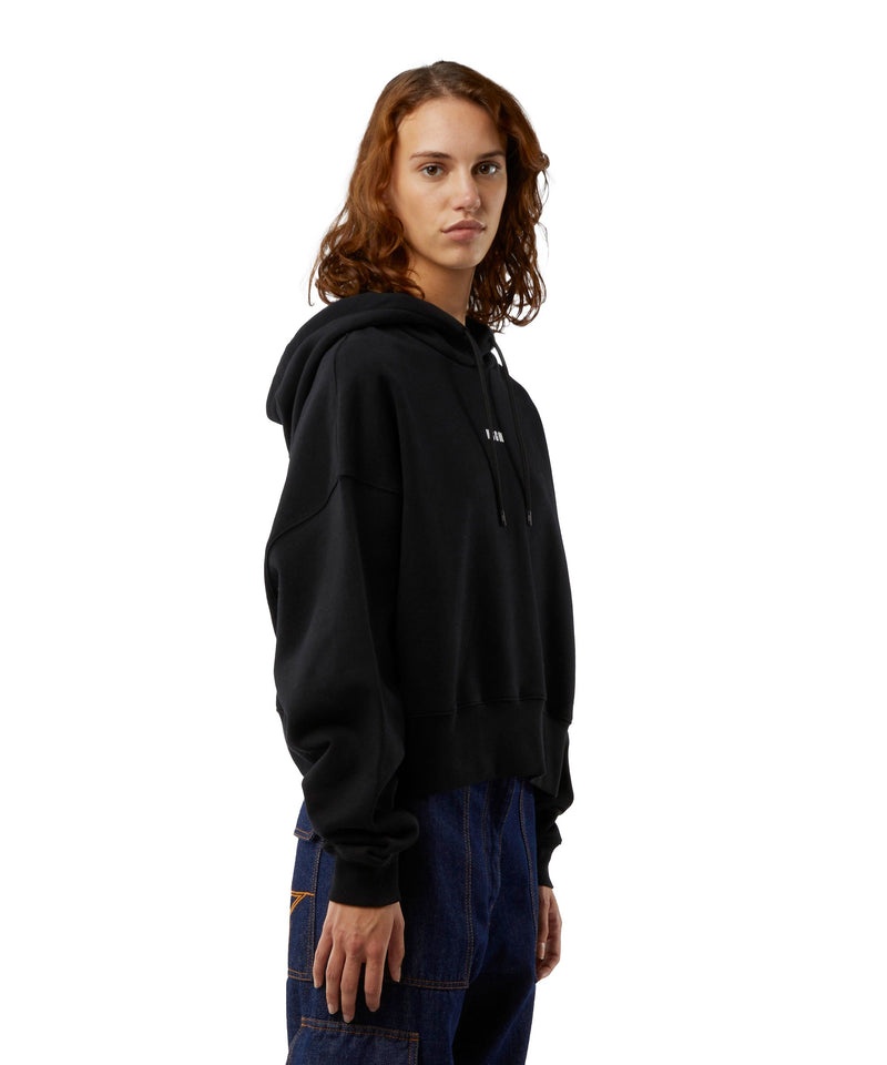 Black MSGM Cotton Sweatshirt With Hood And Micro Logo | USA_MSGM47948