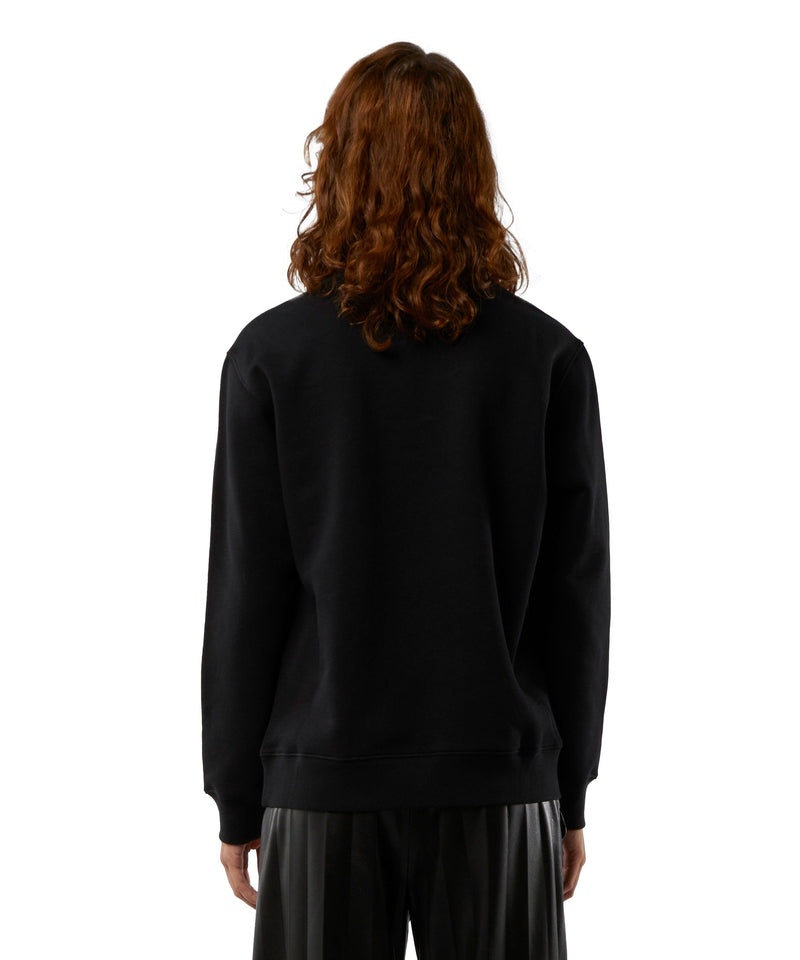 Black MSGM Crew Neck Cotton Sweatshirt In A Solid Colour | USA_MSGM14331