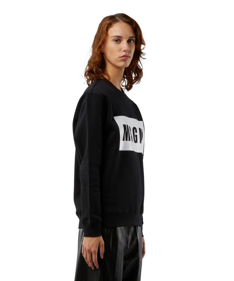 Black MSGM Crew Neck Cotton Sweatshirt In A Solid Colour | USA_MSGM14331