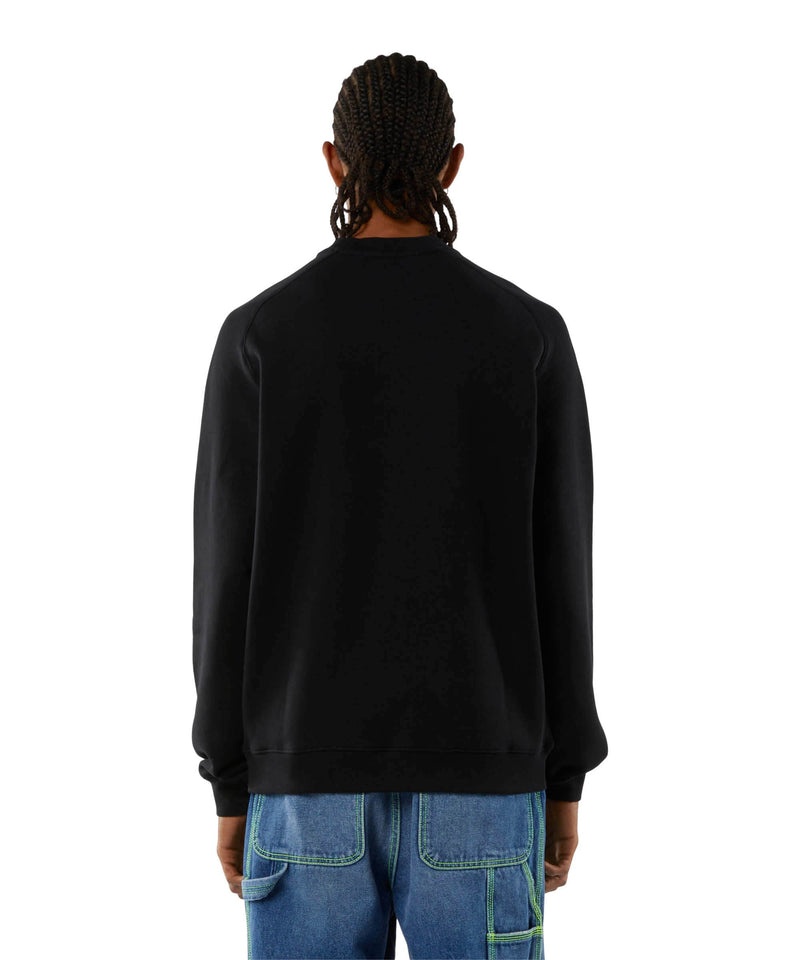 Black MSGM Crew Neck Cotton Sweatshirt With A Micro Logo | USA_MSGM34322