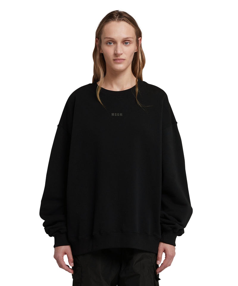 Black MSGM Crew-neck Sweatshirt With Animal Print Logo | USA_MSGM84724