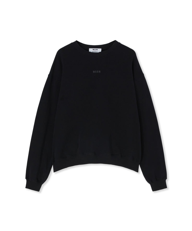 Black MSGM Crew-neck Sweatshirt With Animal Print Logo | USA_MSGM84724