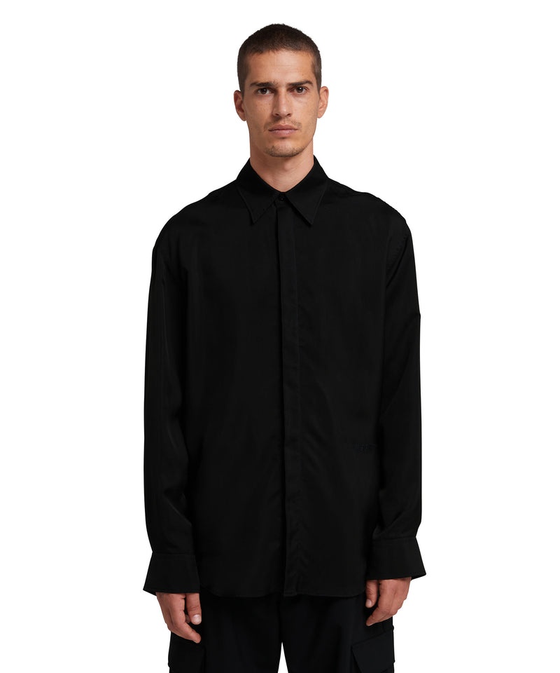 Black MSGM Cupro Shirt | USA_MSGM87224