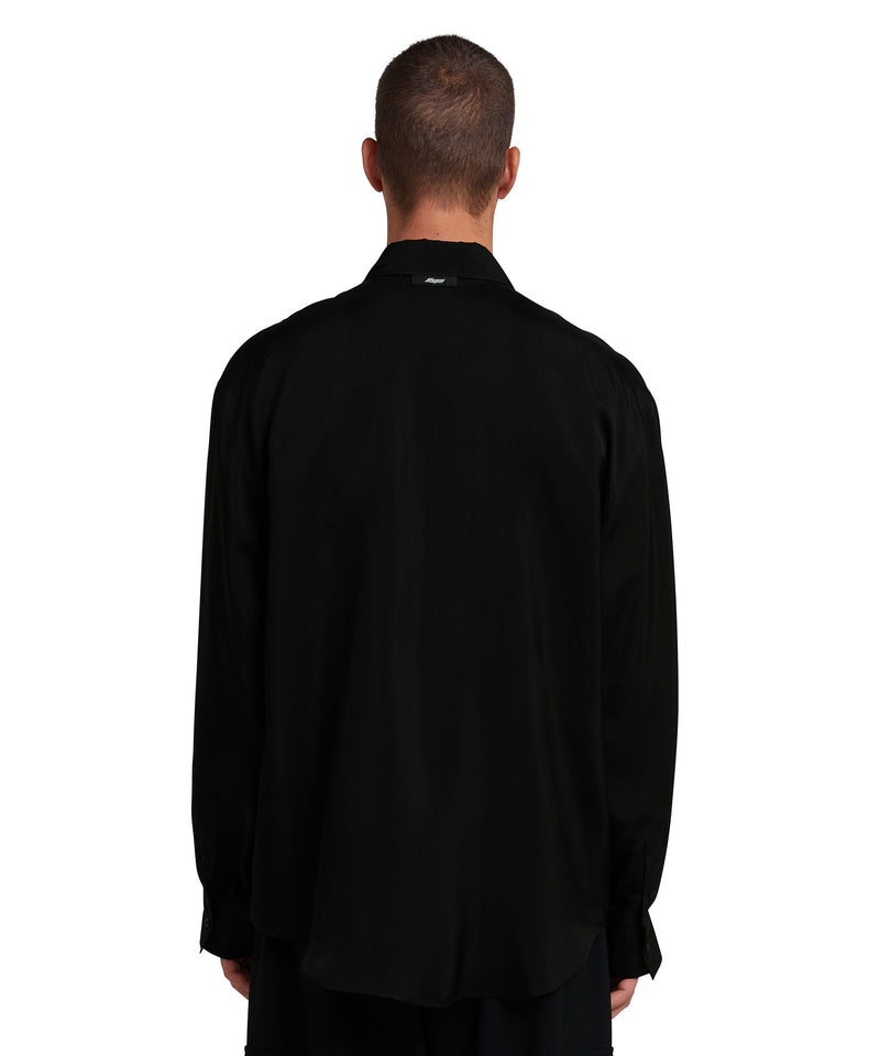 Black MSGM Cupro Shirt | USA_MSGM87224