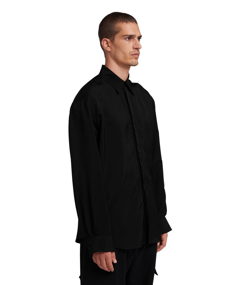 Black MSGM Cupro Shirt | USA_MSGM87224