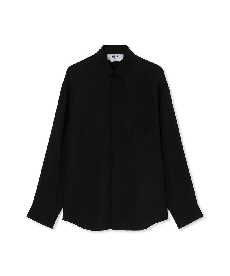 Black MSGM Cupro Shirt | USA_MSGM87224