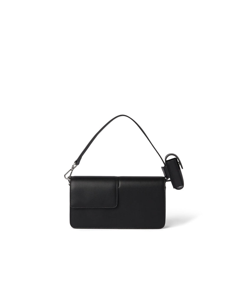 Black MSGM Double Flap Baguette Bag With Metallic Logo | USA_MSGM35546