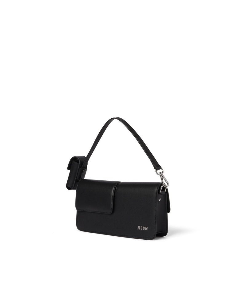 Black MSGM Double Flap Baguette Bag With Metallic Logo | USA_MSGM35546