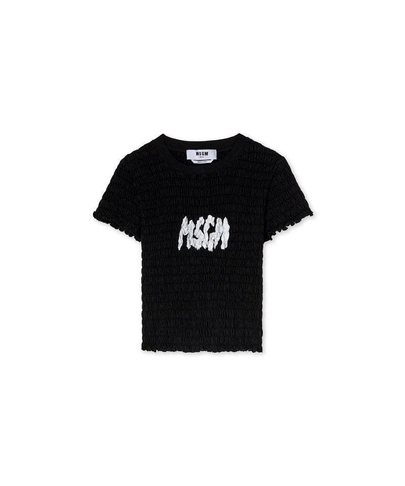 Black MSGM Embossed New Brushstroke Logo | USA_MSGM80358