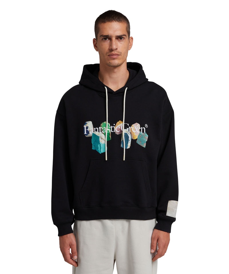 Black MSGM Fantastic Green Inverse Series Organic Cotton Hooded Sweatshirt | USA_MSGM68932