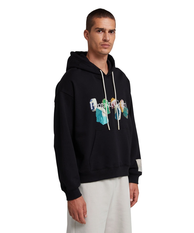 Black MSGM Fantastic Green Inverse Series Organic Cotton Hooded Sweatshirt | USA_MSGM68932