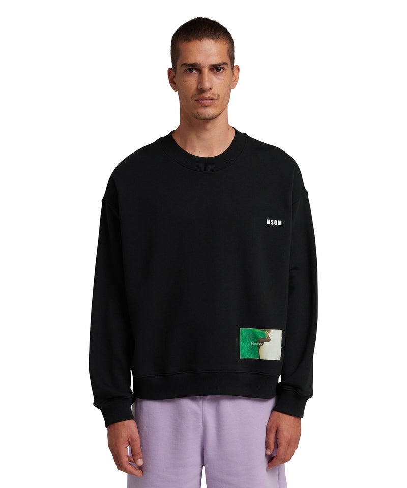 Black MSGM Fantastic Green Inverse Series Organic Cotton Sweatshirt | USA_MSGM89088