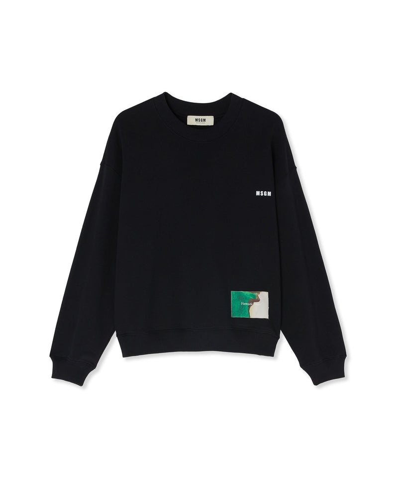 Black MSGM Fantastic Green Inverse Series Organic Cotton Sweatshirt | USA_MSGM89088