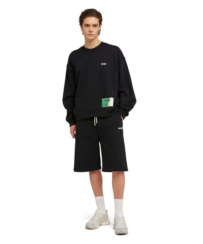 Black MSGM Fantastic Inverse Series Organic Cotton Sweat Bermudas | USA_MSGM84286