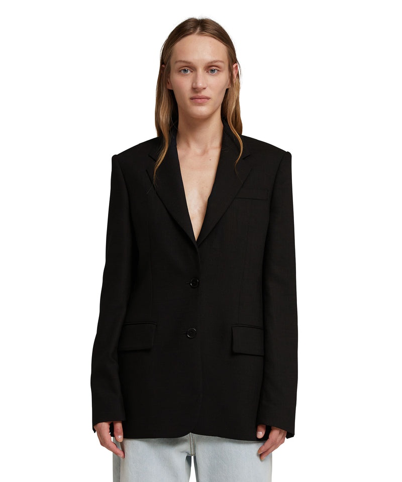 Black MSGM Flamed Viscose Canvas Regular Single-breasted Jacket | USA_MSGM69762