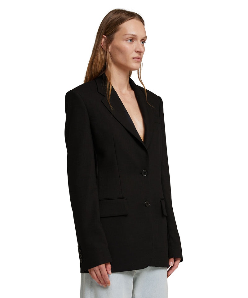 Black MSGM Flamed Viscose Canvas Regular Single-breasted Jacket | USA_MSGM69762