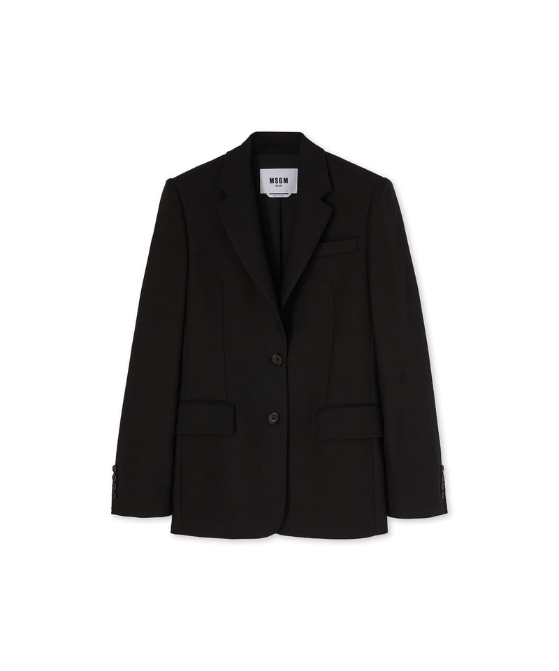 Black MSGM Flamed Viscose Canvas Regular Single-breasted Jacket | USA_MSGM69762