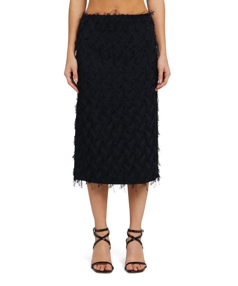 Black MSGM Fluid Fil Coupè Viscose Midi Skirt | USA_MSGM78593