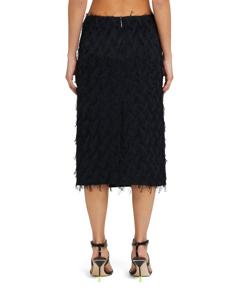 Black MSGM Fluid Fil Coupè Viscose Midi Skirt | USA_MSGM78593