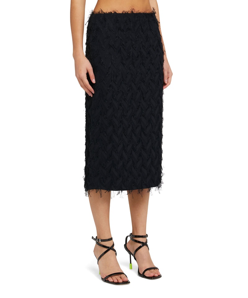 Black MSGM Fluid Fil Coupè Viscose Midi Skirt | USA_MSGM78593