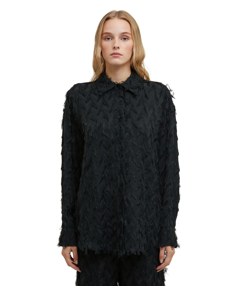 Black MSGM Fluid Fil Coupè Viscose Shirt | USA_MSGM49069