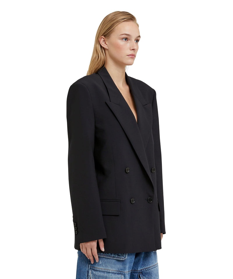 Black MSGM Fresh Wool Double-breasted Jacket | USA_MSGM31574