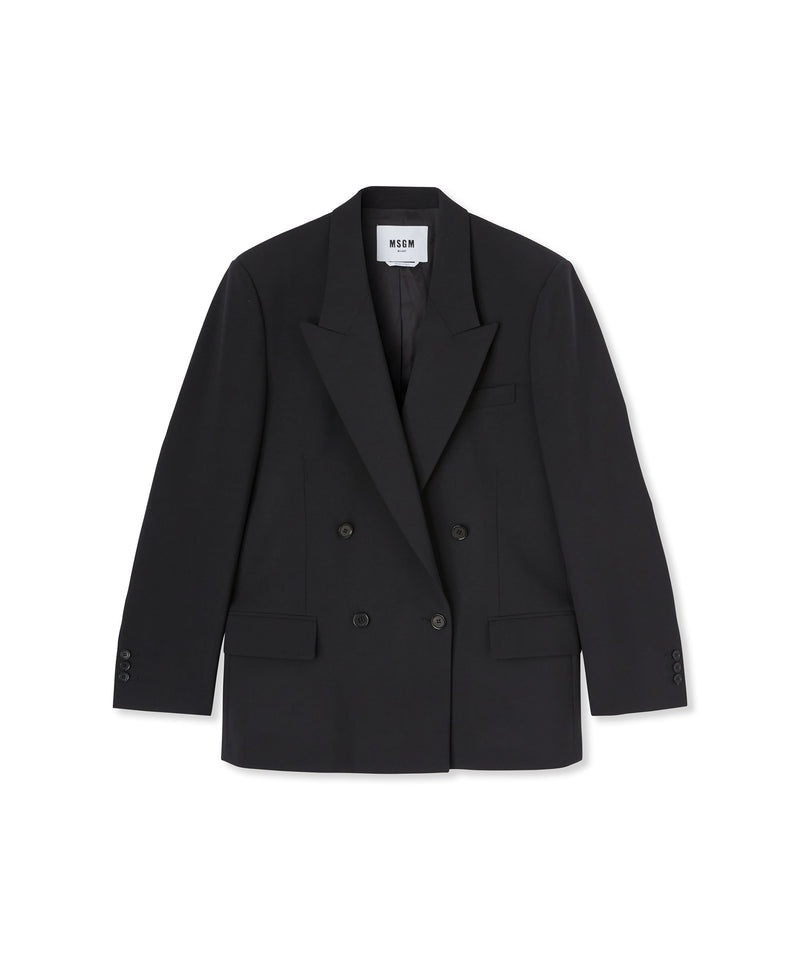 Black MSGM Fresh Wool Double-breasted Jacket | USA_MSGM31574